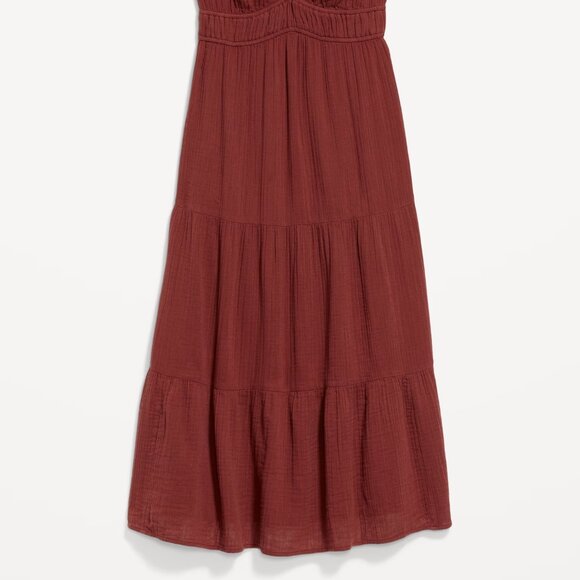 (NWT) Old Navy - maroon cotton fit and flare maxi dress (XL) - Picture 3 of 3